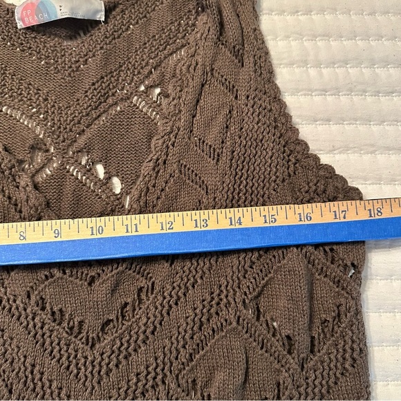 FP Beach Crochet Dress Womens S Brown Knit Swim Coverup Beach Boho Beachy(a4 - Picture 9 of 13